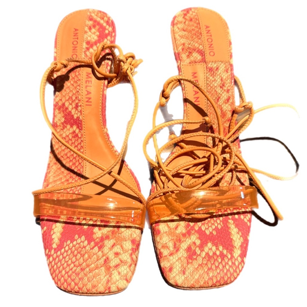 Antonio Melani heels pail orange tie up